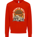 Crypto Not Crypt Funny Cryptocurrency Skulls Mens Sweatshirt Jumper Bright Red
