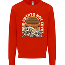 Crypto Not Crypt Funny Cryptocurrency Skulls Mens Sweatshirt Jumper Bright Red