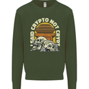 Crypto Not Crypt Funny Cryptocurrency Skulls Mens Sweatshirt Jumper Forest Green