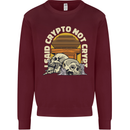 Crypto Not Crypt Funny Cryptocurrency Skulls Mens Sweatshirt Jumper Maroon
