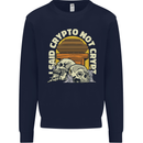 Crypto Not Crypt Funny Cryptocurrency Skulls Mens Sweatshirt Jumper Navy Blue