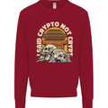 Crypto Not Crypt Funny Cryptocurrency Skulls Mens Sweatshirt Jumper Red
