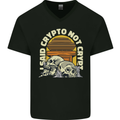 Crypto Not Crypt Funny Cryptocurrency Skulls Mens V-Neck Cotton T-Shirt Black