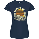 Crypto Not Crypt Funny Cryptocurrency Skulls Womens Petite Cut T-Shirt Navy Blue