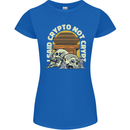 Crypto Not Crypt Funny Cryptocurrency Skulls Womens Petite Cut T-Shirt Royal Blue