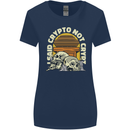 Crypto Not Crypt Funny Cryptocurrency Skulls Womens Wider Cut T-Shirt Navy Blue