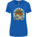Crypto Not Crypt Funny Cryptocurrency Skulls Womens Wider Cut T-Shirt Royal Blue