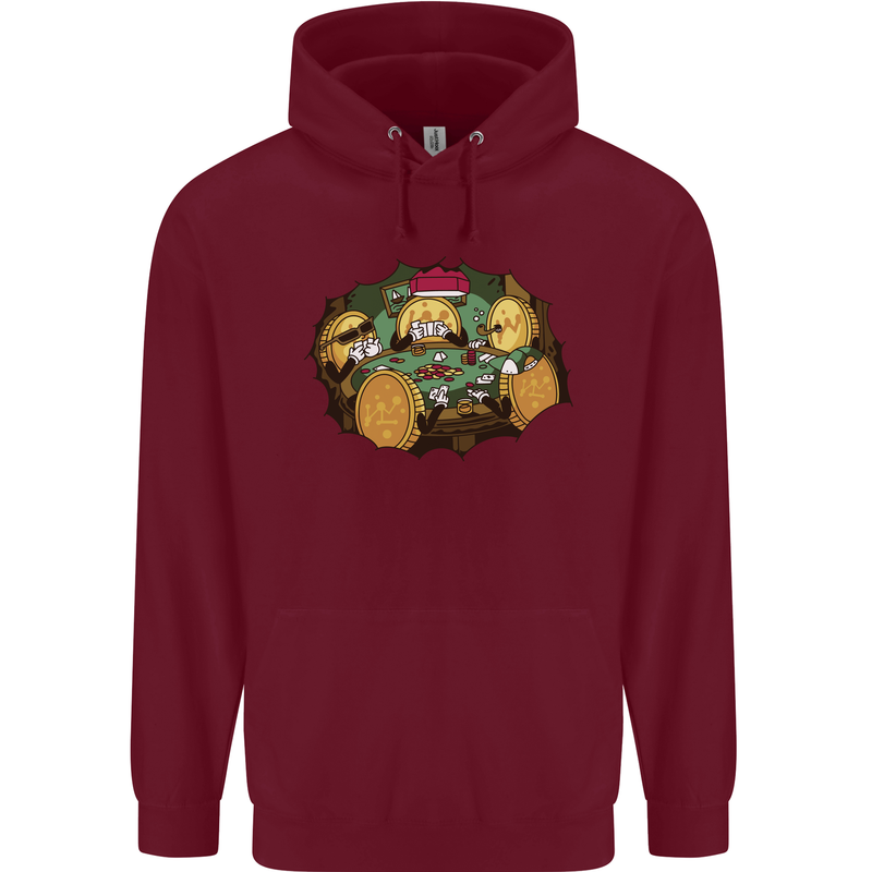 Crypto Poker Cryptocurrency Mens 80% Cotton Hoodie Maroon