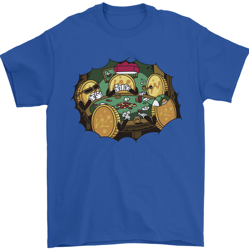 Crypto Poker Cryptocurrency Mens T-Shirt 100% Cotton Royal Blue