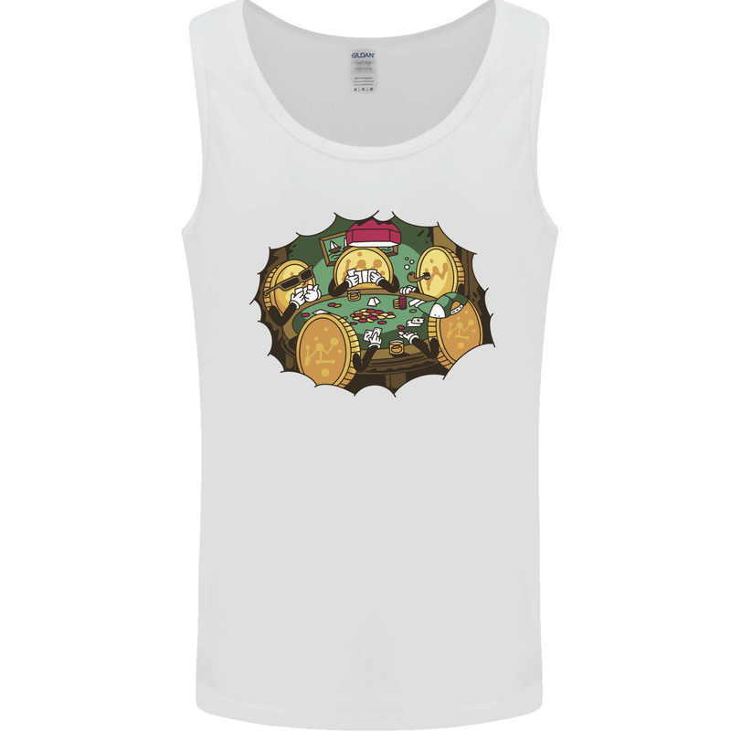 Crypto Poker Cryptocurrency Mens Vest Tank Top White