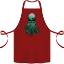 Cthulhu Green Kraken Octopus Skull Cotton Apron 100% Organic Maroon
