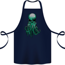 Cthulhu Green Kraken Octopus Skull Cotton Apron 100% Organic Navy Blue