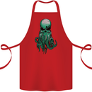 Cthulhu Green Kraken Octopus Skull Cotton Apron 100% Organic Red