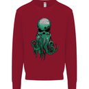 Cthulhu Green Kraken Octopus Skull Kids Sweatshirt Jumper Red