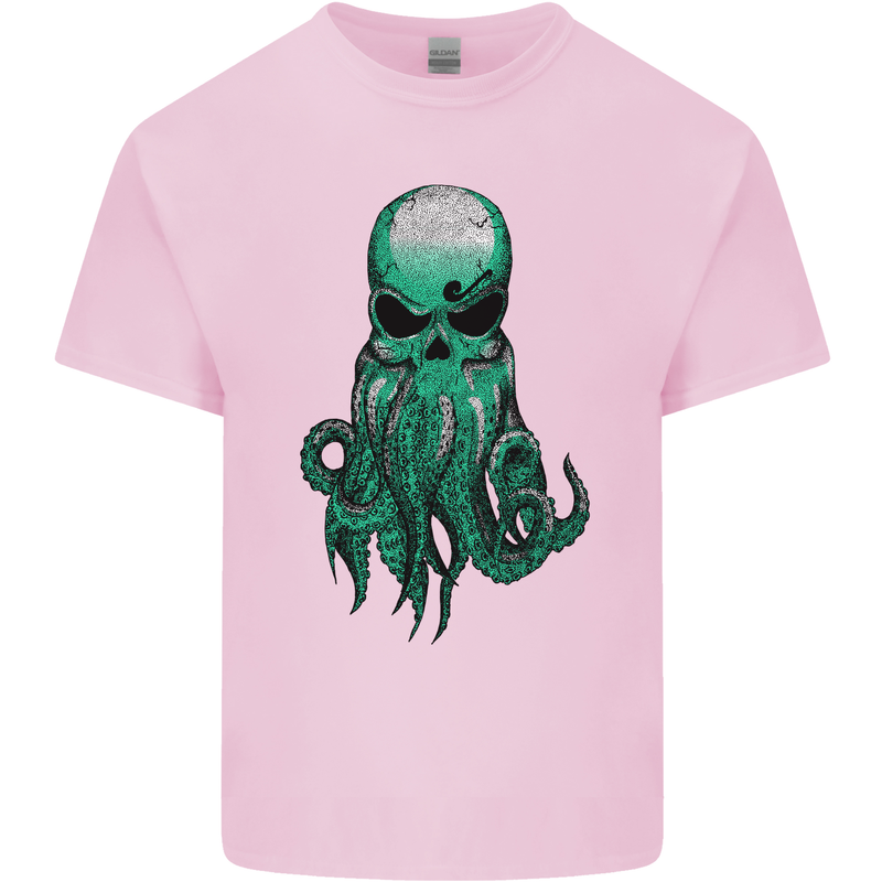 Cthulhu Green Kraken Octopus Skull Mens Cotton T-Shirt Tee Top Light Pink