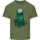 Cthulhu Green Kraken Octopus Skull Mens Cotton T-Shirt Tee Top Military Green