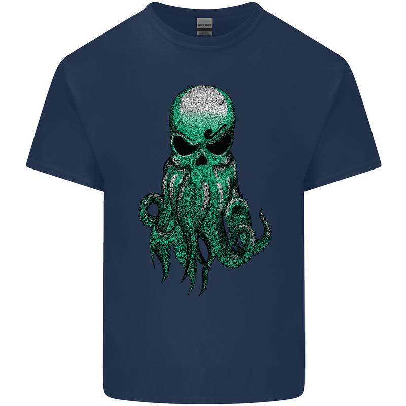 Cthulhu Green Kraken Octopus Skull Mens Cotton T-Shirt Tee Top Navy Blue