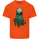 Cthulhu Green Kraken Octopus Skull Mens Cotton T-Shirt Tee Top Orange