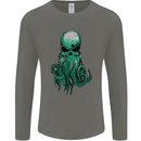 Cthulhu Green Kraken Octopus Skull Mens Long Sleeve T-Shirt Charcoal