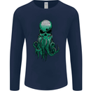 Cthulhu Green Kraken Octopus Skull Mens Long Sleeve T-Shirt Navy Blue