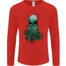 Cthulhu Green Kraken Octopus Skull Mens Long Sleeve T-Shirt Red