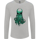 Cthulhu Green Kraken Octopus Skull Mens Long Sleeve T-Shirt Sports Grey