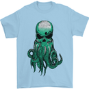 Cthulhu Green Kraken Octopus Skull Mens T-Shirt 100% Cotton Light Blue