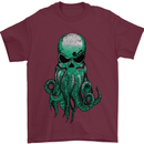 Cthulhu Green Kraken Octopus Skull Mens T-Shirt 100% Cotton Maroon
