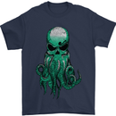 Cthulhu Green Kraken Octopus Skull Mens T-Shirt 100% Cotton Navy Blue