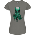 Cthulhu Green Kraken Octopus Skull Womens Petite Cut T-Shirt Charcoal