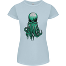 Cthulhu Green Kraken Octopus Skull Womens Petite Cut T-Shirt Light Blue