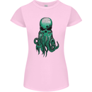 Cthulhu Green Kraken Octopus Skull Womens Petite Cut T-Shirt Light Pink