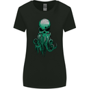 Cthulhu Green Kraken Octopus Skull Womens Wider Cut T-Shirt Black