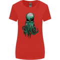 Cthulhu Green Kraken Octopus Skull Womens Wider Cut T-Shirt Red