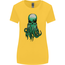 Cthulhu Green Kraken Octopus Skull Womens Wider Cut T-Shirt Yellow