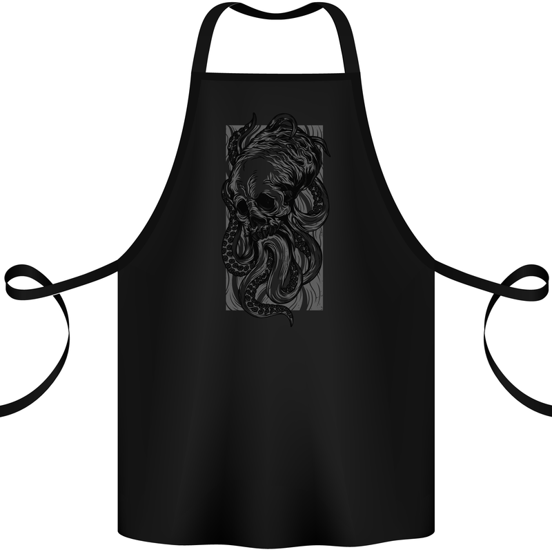 Cthulhu Octopus Kraken Octoskull Cotton Apron 100% Organic Black