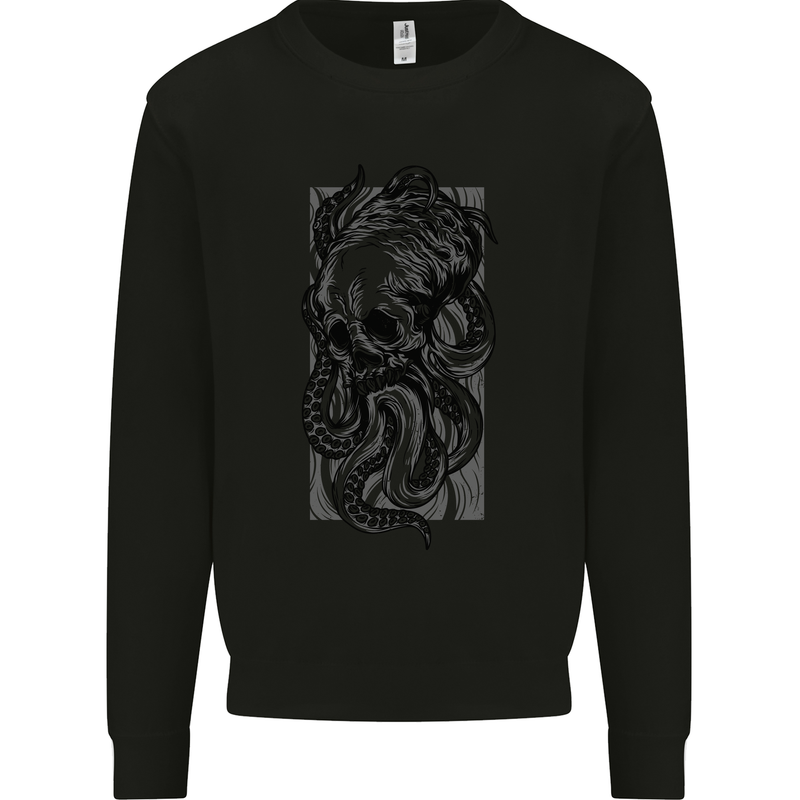 Cthulhu Octopus Kraken Octoskull Kids Sweatshirt Jumper Black