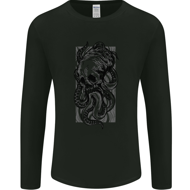 Cthulhu Octopus Kraken Octoskull Mens Long Sleeve T-Shirt Black