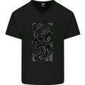 Cthulhu Octopus Kraken Octoskull Mens V-Neck Cotton T-Shirt Black