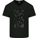 Cthulhu Octopus Kraken Octoskull Mens V-Neck Cotton T-Shirt Black