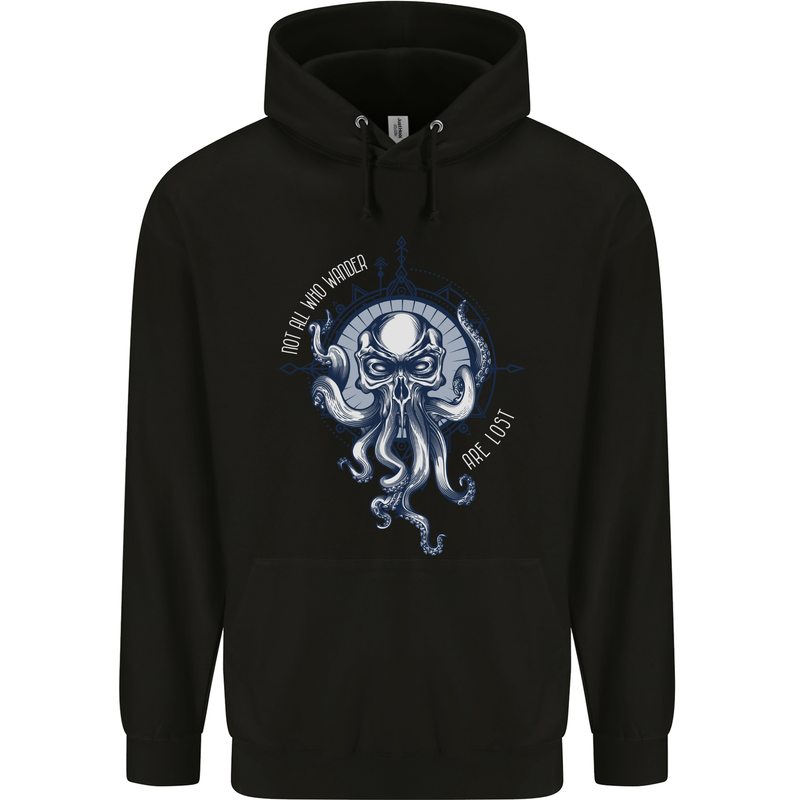 Cthulhu Wander Kraken Octopus Ocean Mens 80% Cotton Hoodie Black