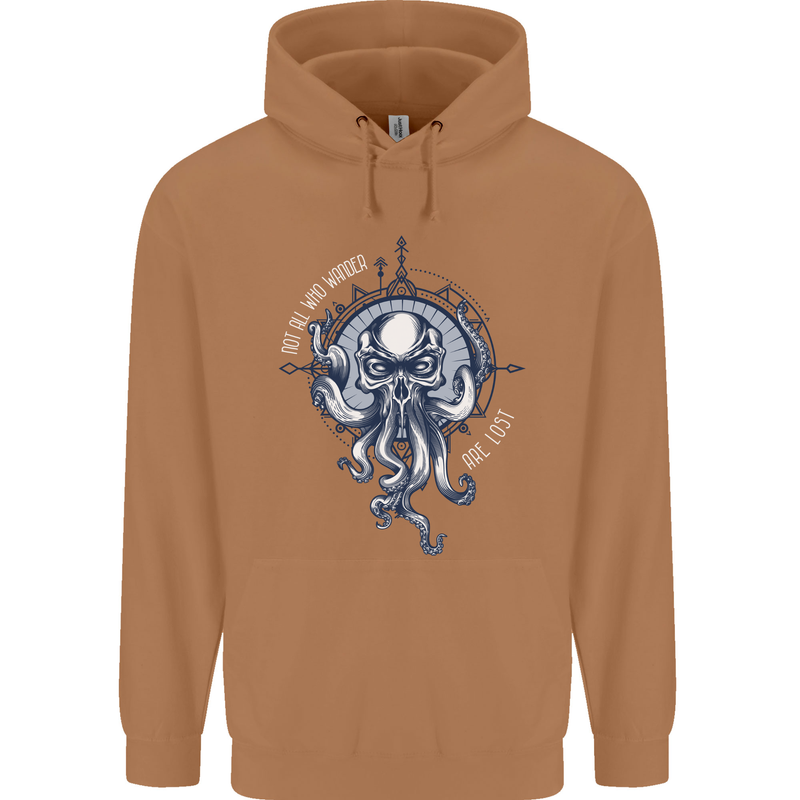 Cthulhu Wander Kraken Octopus Ocean Mens 80% Cotton Hoodie Caramel Latte