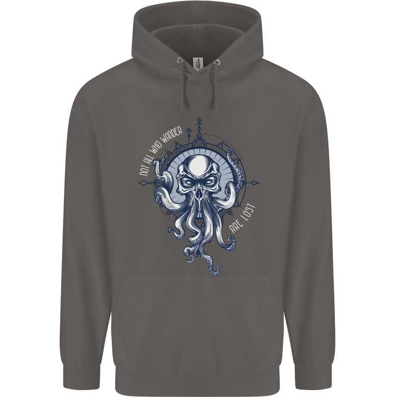 Cthulhu Wander Kraken Octopus Ocean Mens 80% Cotton Hoodie Charcoal