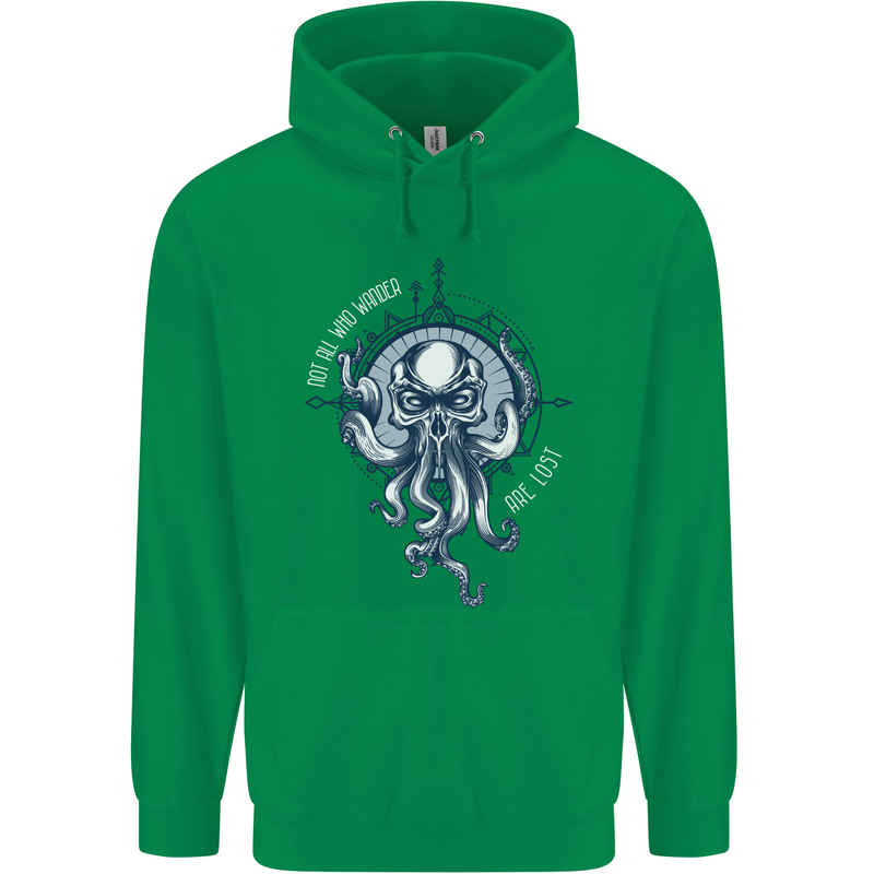 Cthulhu Wander Kraken Octopus Ocean Mens 80% Cotton Hoodie Irish Green