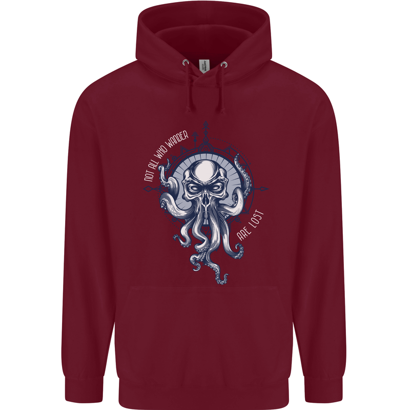 Cthulhu Wander Kraken Octopus Ocean Mens 80% Cotton Hoodie Maroon