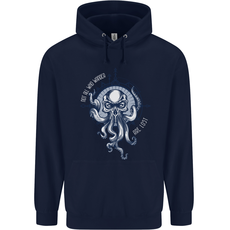Cthulhu Wander Kraken Octopus Ocean Mens 80% Cotton Hoodie Navy Blue