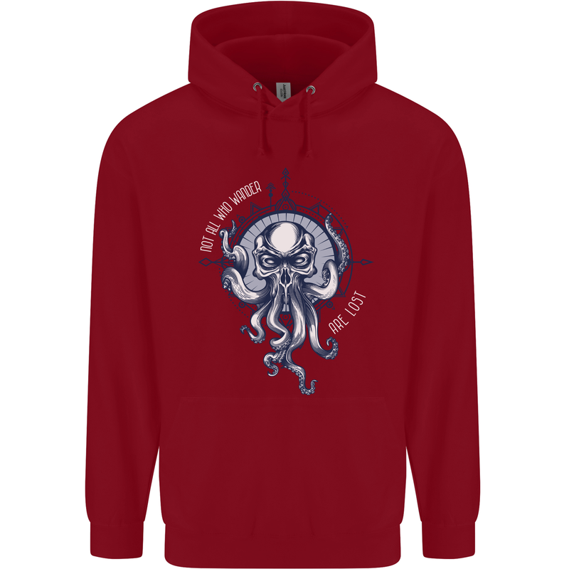 Cthulhu Wander Kraken Octopus Ocean Mens 80% Cotton Hoodie Red