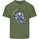 Cthulhu Wander Kraken Octopus Ocean Mens Cotton T-Shirt Tee Top Military Green