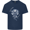 Cthulhu Wander Kraken Octopus Ocean Mens Cotton T-Shirt Tee Top Navy Blue