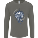 Cthulhu Wander Kraken Octopus Ocean Mens Long Sleeve T-Shirt Charcoal